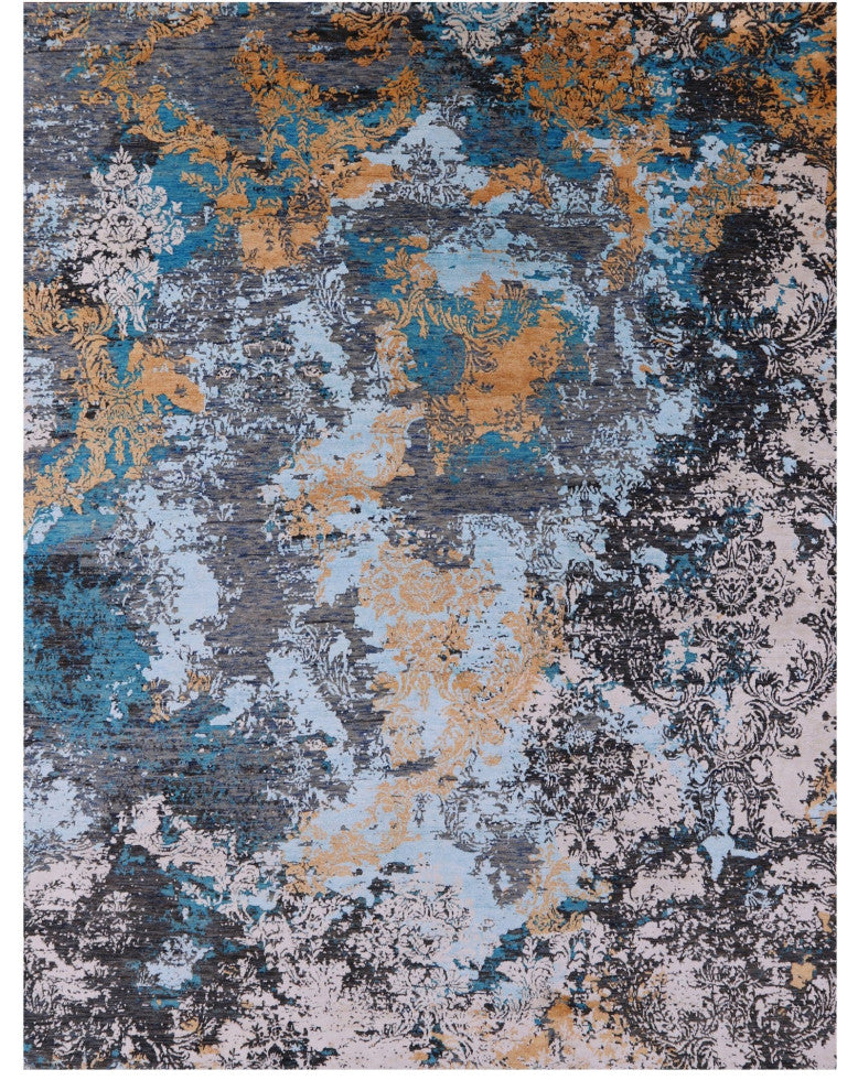 7' 11" X 9' 10" Modern Hand Knotted Wool & Silk Rug - Q13508