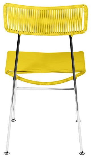 Hapi Indoor/Outdoor Handmade Dining Chair, Yellow on Chrome