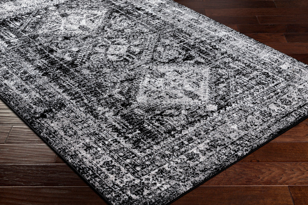Surya Monte Carlo MNC-2340 Machine Woven Area Rug, Black, 4'3" x 5'7"