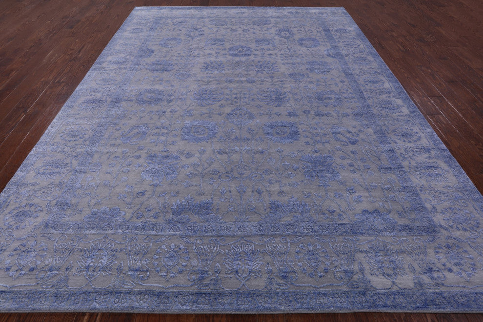 9' 2" X 12' 3" Persian Wool and Silk Handmade Rug Q9418