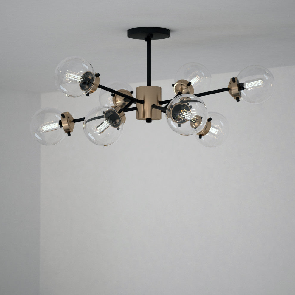 Orbit 30" 9L Semi-Flush Mount Muted Brass and Oil Rubbed Bronze
