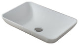 Polystone Rectangular Vessel Bathroom Sink, Matte White, No Faucet