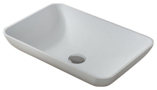 Polystone Rectangular Vessel Bathroom Sink, Matte White, No Faucet