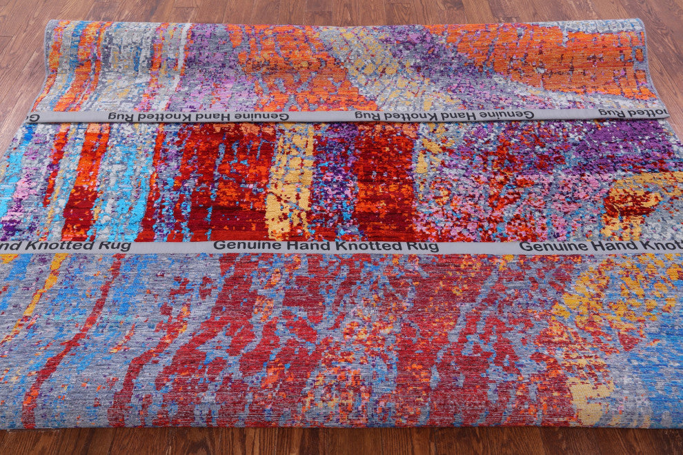 Abstract Handmade Wool & Silk Rug 8' 0" X 9' 11" - Q13700