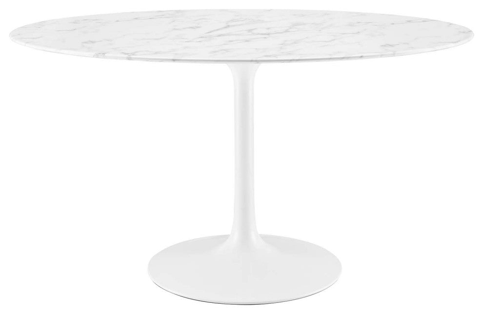 Lippa 54 Oval-Shaped Artificial Marble Dining Table, White