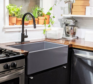 Austen Matte Gray Fireclay 30" Single Bowl Farmhouse Undermount Kitchen Sink