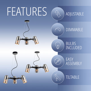 Loki 22" 3-Light Adjustable Metal LED Pendant, Brushed Nickel