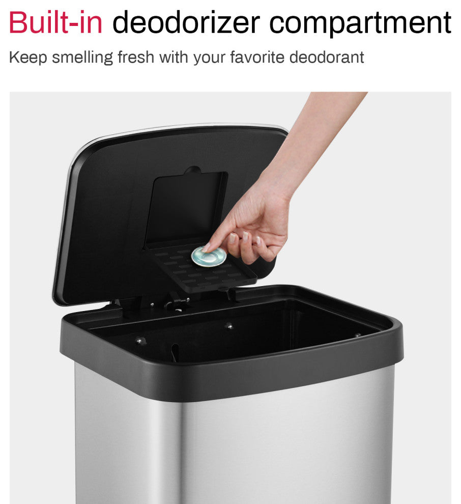 13 Gal./ 50 Liter Rectangle Shaped Step-On Stainless Steel Trash Can
