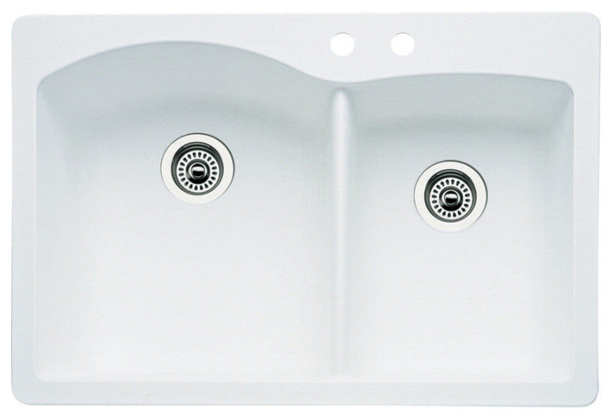 Blanco 440216-2 Diamond 33"x22" Granite Double Bowl Kitchen Sink, White