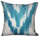 Plutus Teal Avalanche Blue Ikat Luxury Outdoor/Indoor Throw Pillow, 24"x24"