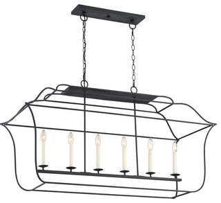 Quoizel GLY648BA Six Light Island Chandelier Gallery Royal Ebony