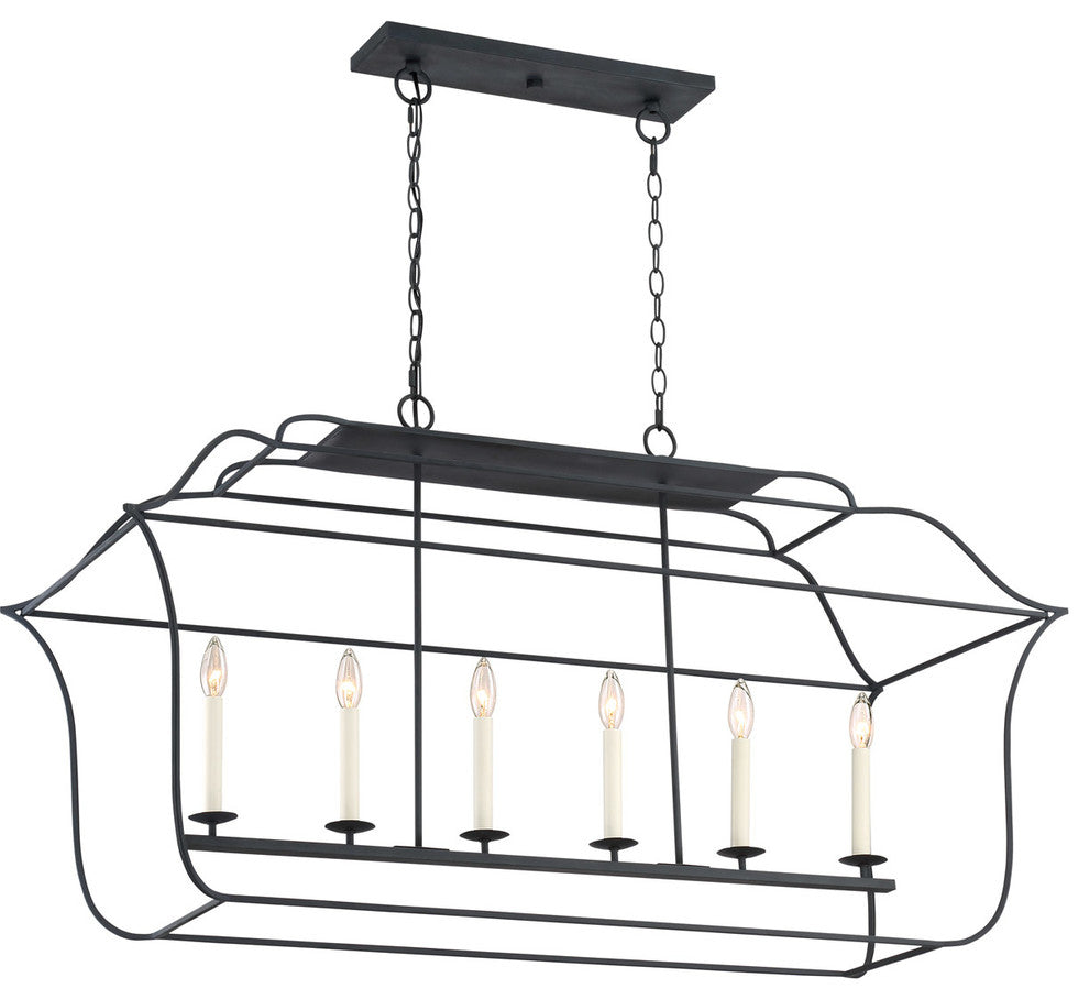 Quoizel GLY648BA Six Light Island Chandelier Gallery Royal Ebony