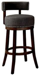Lynsey Contemporary 29"Barstool With linen Cushion, Gray Finish, Set of 2