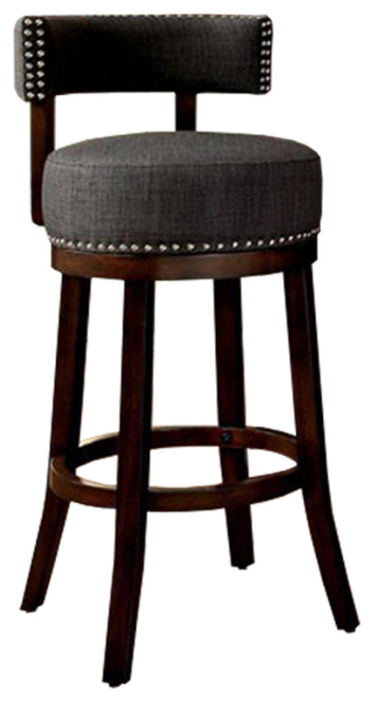Lynsey Contemporary 29"Barstool With linen Cushion, Gray Finish, Set of 2