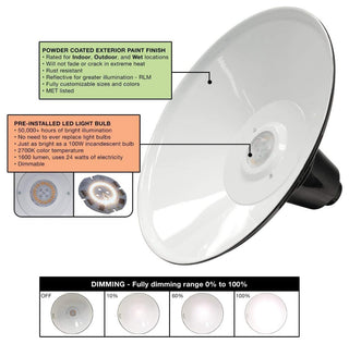 12" Vintage LED Farm House Light in Solid Copper with 7' Adjustable Cord