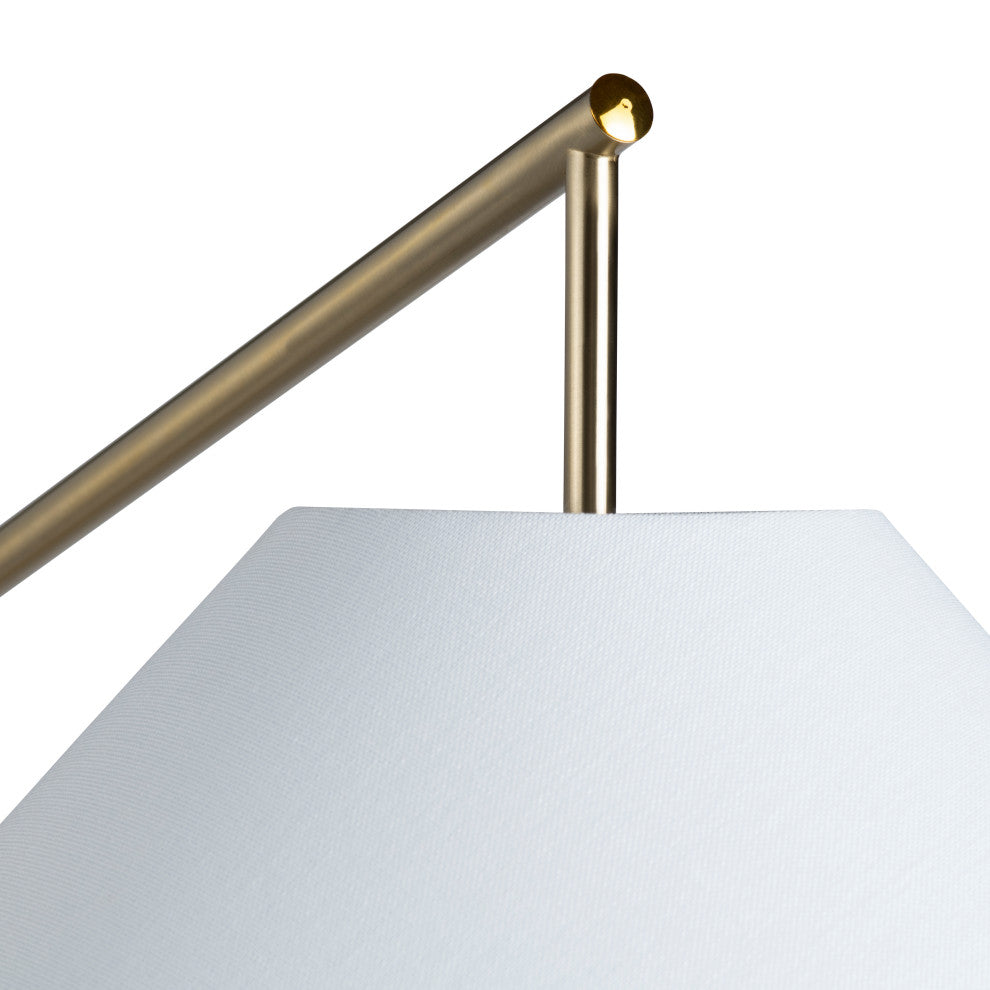 68.25"H Gold Steel Floor Lamp With White Linen Shade