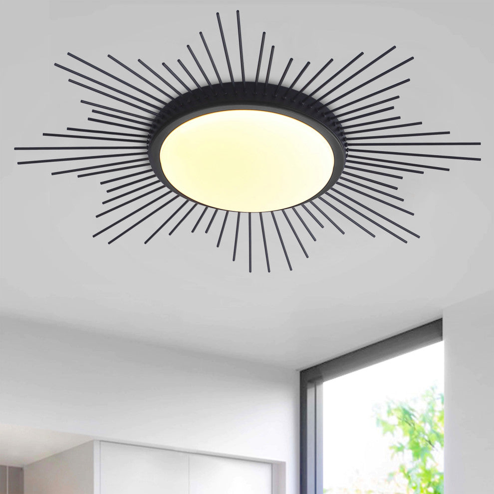 Modern 1-Light Geometric Circle Ceiling Light LED Flush Mount Light, Black