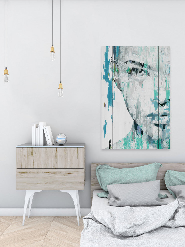 "Half Face Portrait" Painting Print on White Wood, 40"x60"