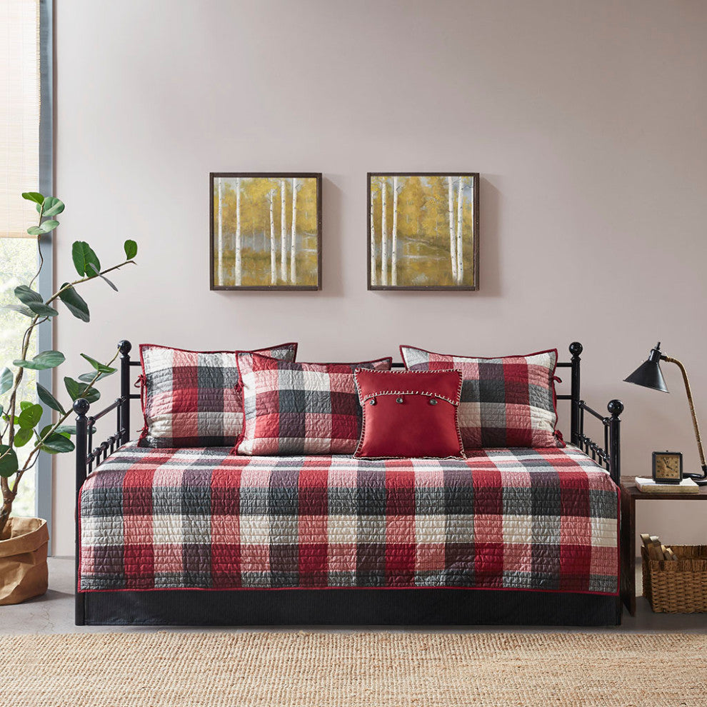 Madison Park Ridge 6 Piece Reversible Daybed Cover Set, Red