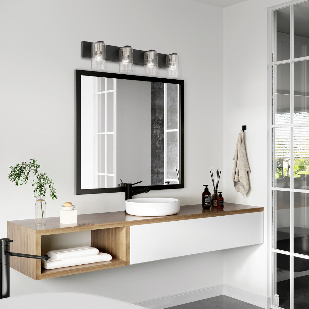 Zurich 4 Light Black With Brushed Nickel Accents Large Vanity Sconce