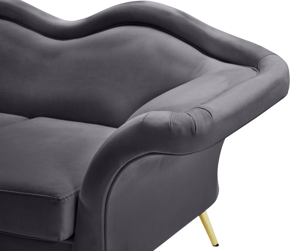 Lips Velvet Upholstered Sofa, Gray