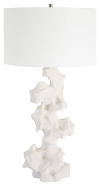 Contemporary White Faux Marble Sculpture Table Lamp 32 in Organic Shape Modern