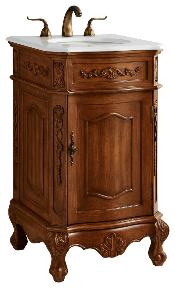 Bathroom Vanity, Teak, 21", Single Sink