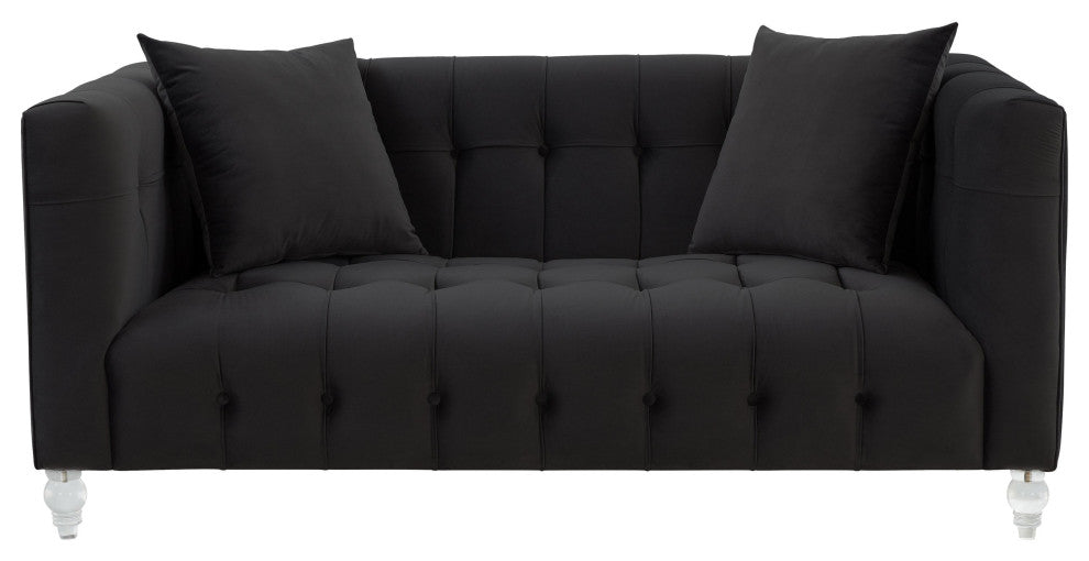 Bea Black Velvet Loveseat
