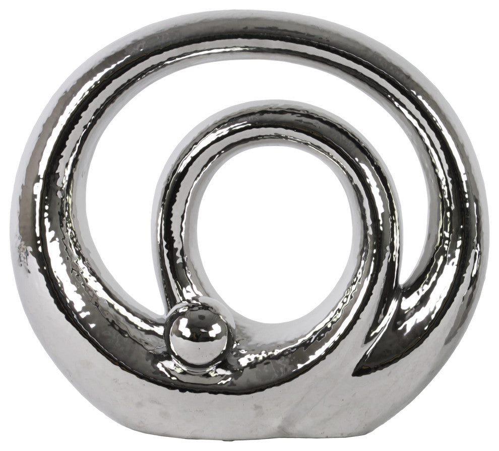 Ceramic Figurine, Polished Chrome, 12.25"x4"x10.75"