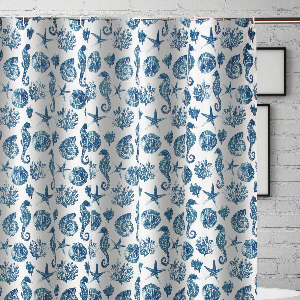 Greenland Home Fashions Pebble Beach Bath Shower Curtain, Blue 72x72