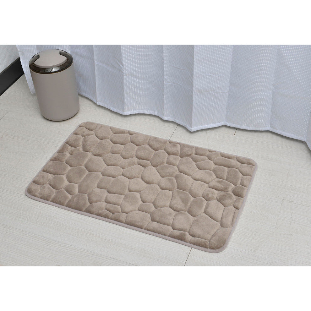 Bath Rug Memory Foam Mat 3D Pebble 32"x20", Taupe, Bath Mat
