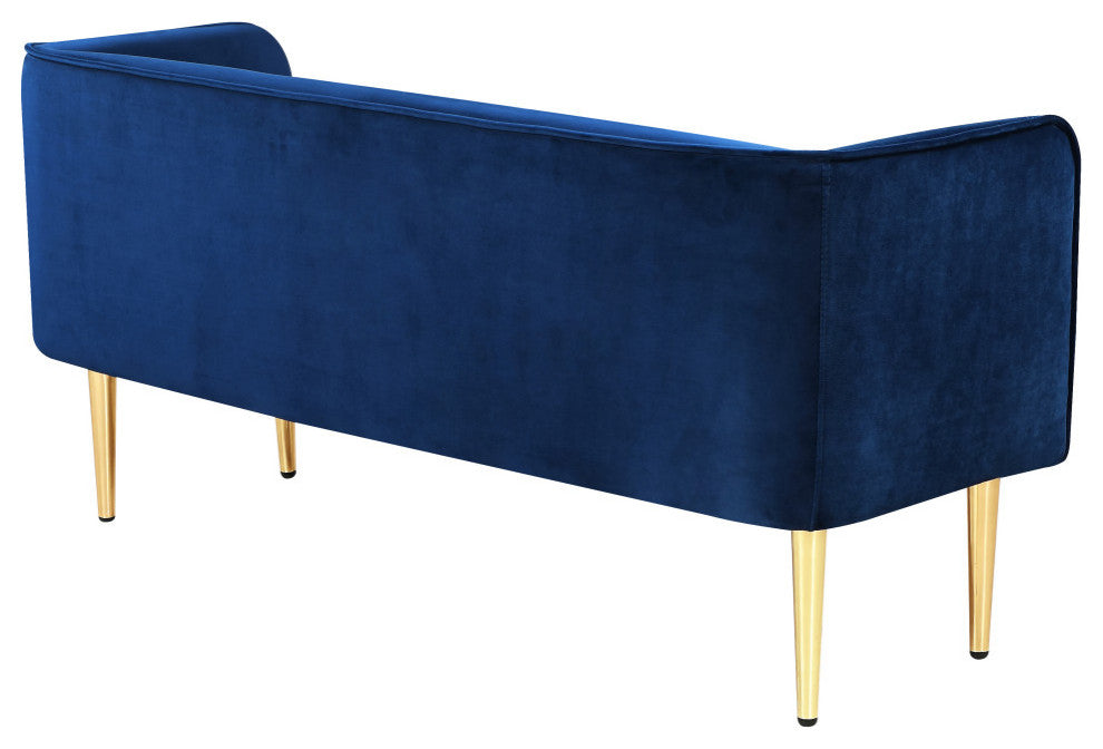 Audrey Velvet Upholstered Bench, Navy