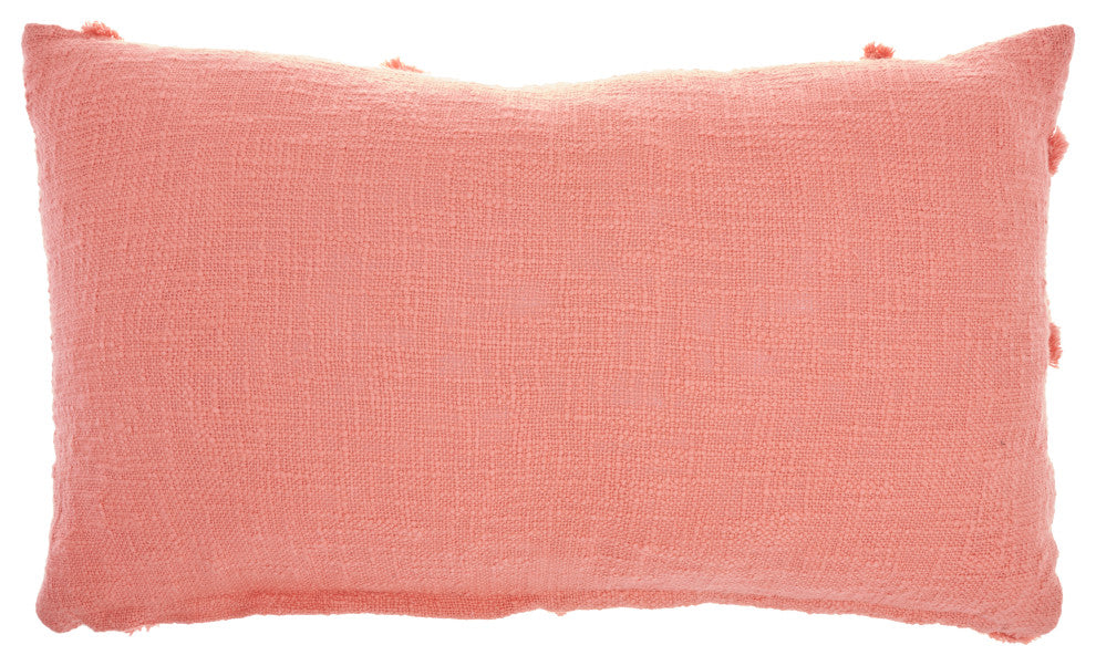 Mina Victory SH018 Throw Pillow, Coral, 14" X 24"
