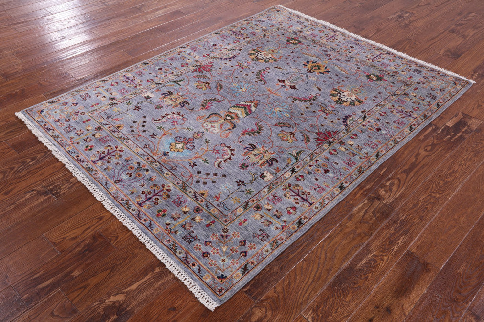 5' 0" X 6' 7" Hand Knotted Persian Tabriz Wool Rug Q11326