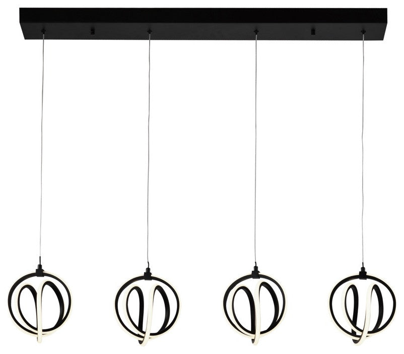 Rose 4 Light LED Chandelier Black