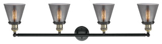 Cone 4-Light 42" Bath Vanity Light, LED, Black Antique Brass, Plated Smoke