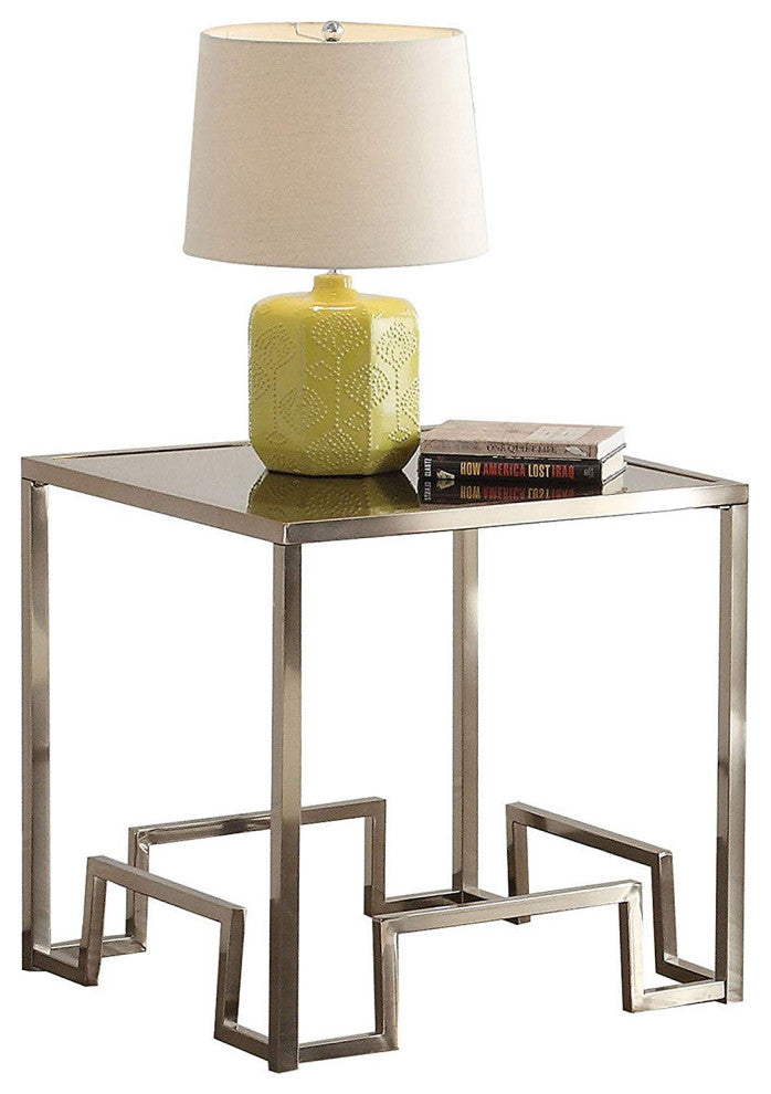 24"x24"x24", Champagne and Clear Glass End Table