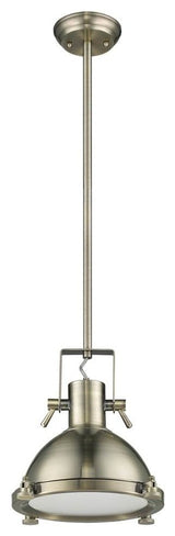 WALTER Industrial-style 1 Light Antique Brass Ceiling Mini Pendant 13"