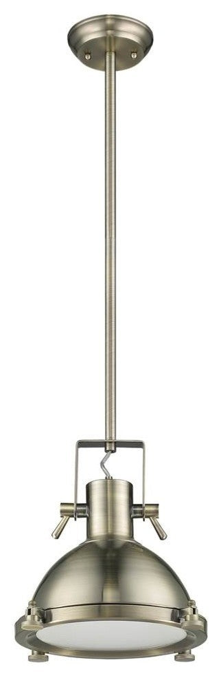 WALTER Industrial-style 1 Light Antique Brass Ceiling Mini Pendant 13"