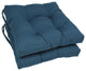 16" Solid Twill Square Tufted Chair Cushions, Set of 2, Indigo