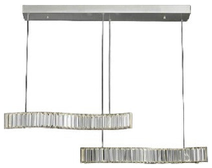 Induno Olona | Modern Crystal S-shaped LED Chandelier for Living Room, Silver, Cool Light