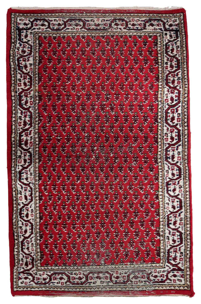 Handmade Vintage Indian Seraband Rug 3'x5.1', 93cmx158cm, 1970s