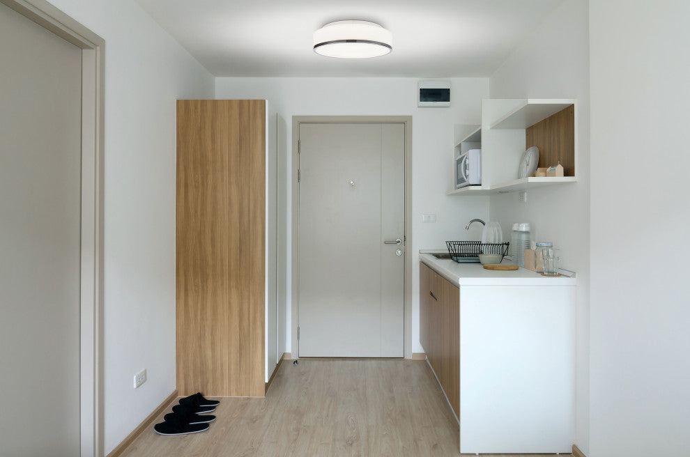 Access Lighting 20671 Aero 2 Light 13"W LED Flush Mount Drum - Chrome / Opal