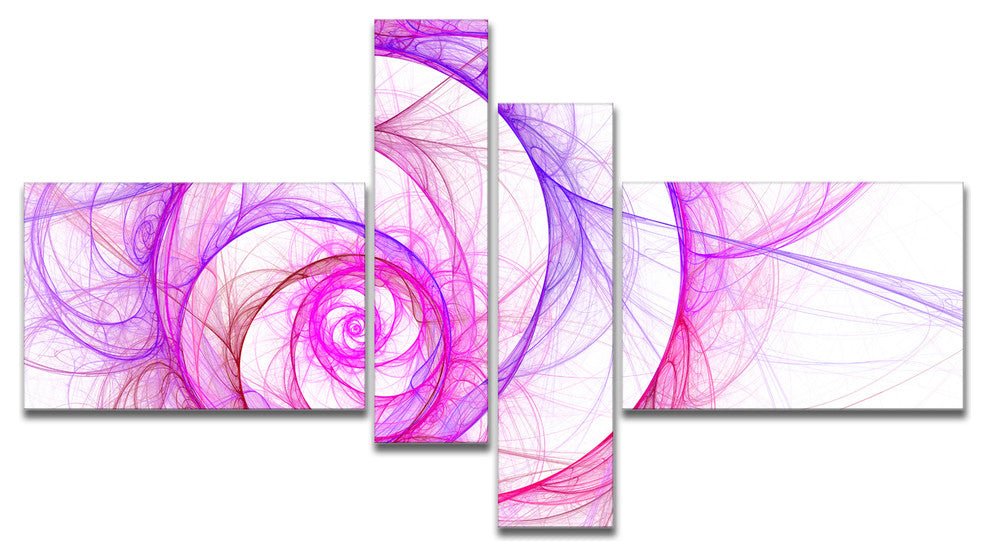 Pink Exotic Flower Pattern, Floral Art Canvas Print, 60"x32", 4 panels