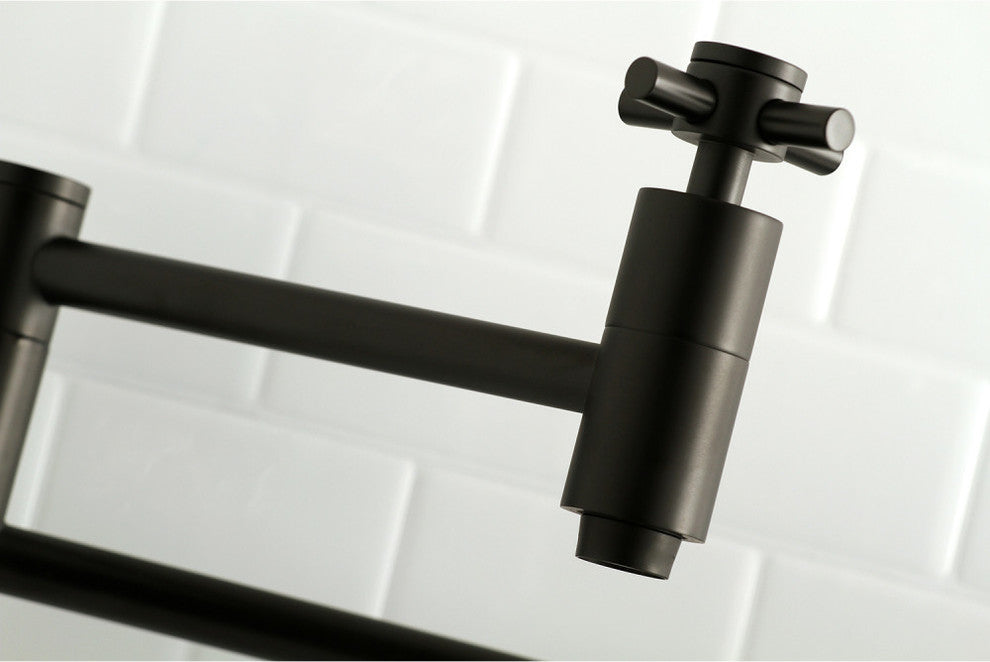 Kingston Brass Wall Mount Pot Filler Kitchen Faucet, Matte Black