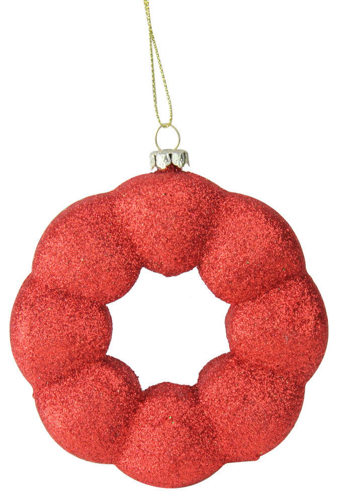 4.25" White Green and Red Doughnut Christmas Ornament