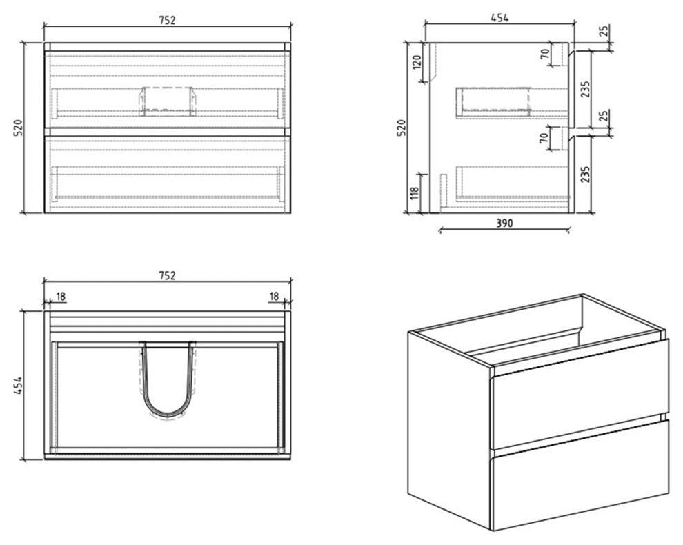 Wood Wall-Mounted Bathroom Vanity Set with Integrated Resin Sink, Walnut, 30"