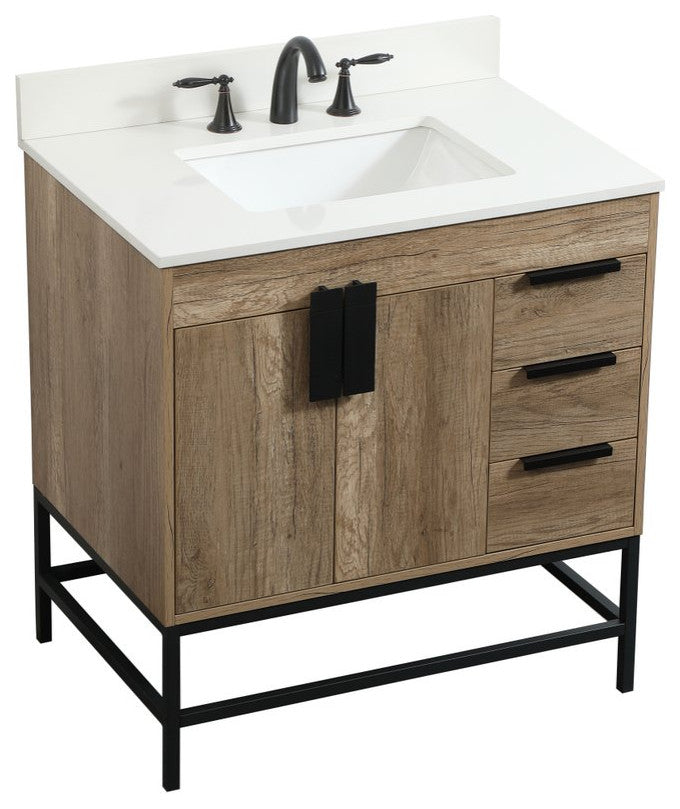 Home Living 22" Modern Natural Oak-Light Bathroom Vanity