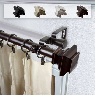 Helen 1" Double Curtain Rod, Bronze, 48-84"