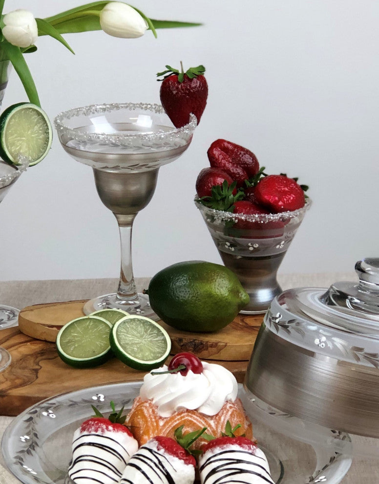 Pewter Vine Cosmos Glasses, Set of 2